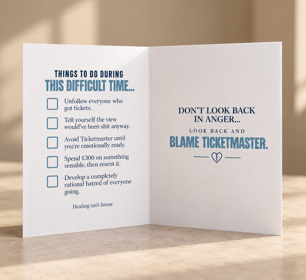 Oasis Tickets Sympathy Card - Gone Before Their Time