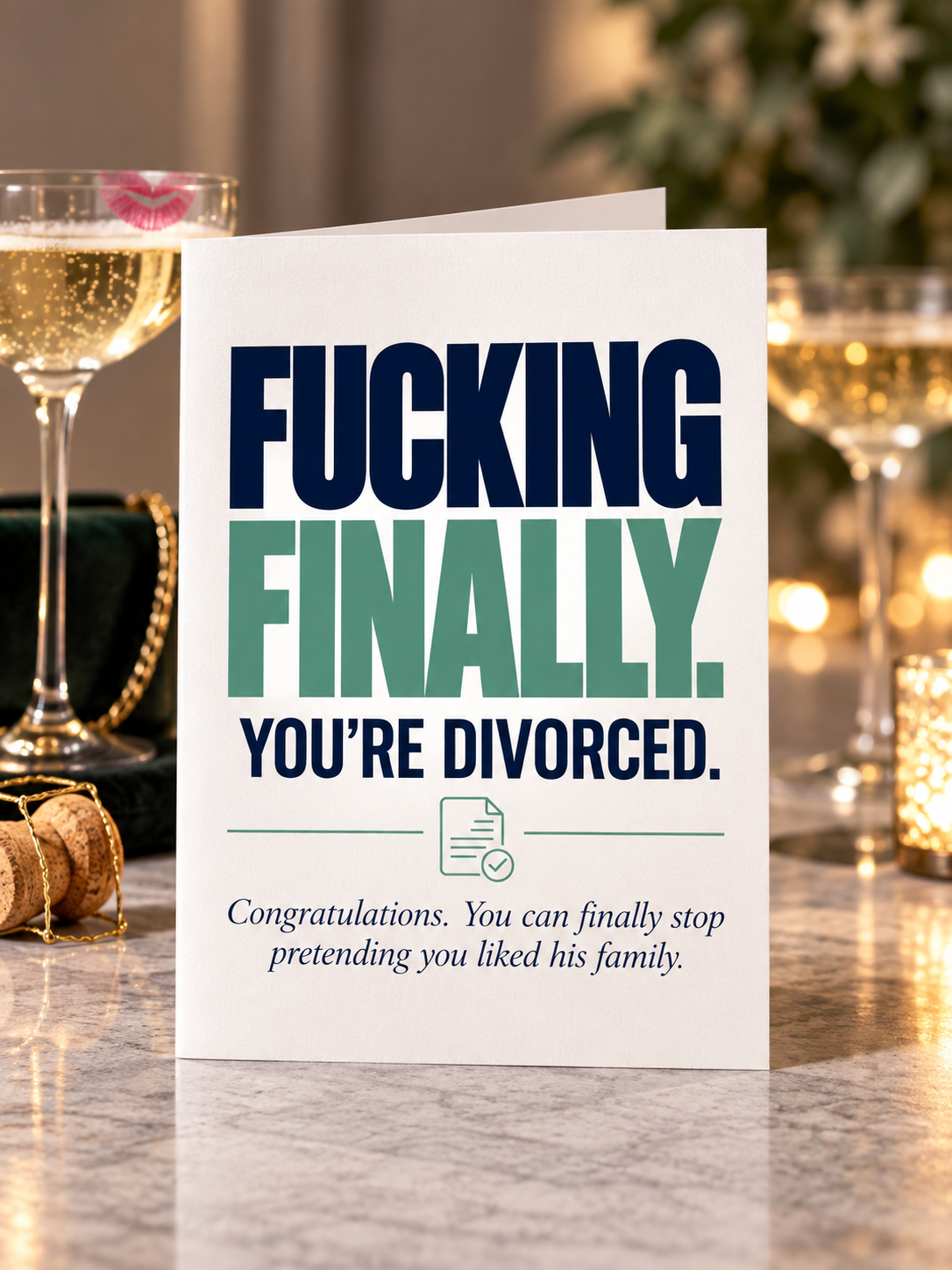 Divorce Congratulations Card - You're Divorced. Fucking Finally.